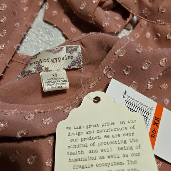 Band of Gypsies Petal Pink Bell Sleeve Cottagecore Boho chic Fairycore Coquette - Picture 5 of 9